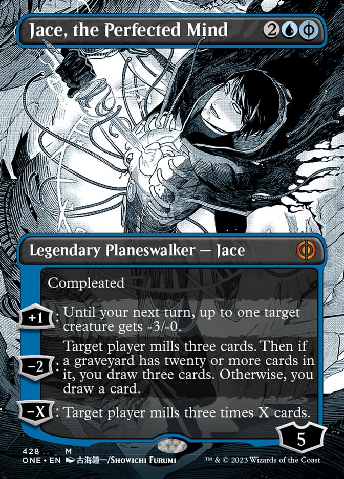 Jace, the Perfected Mind (Borderless Manga Step-and-Compleat Foil) [Phyrexia: All Will Be One] | Card Citadel