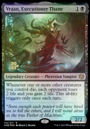 Vraan, Executioner Thane [Phyrexia: All Will Be One Prerelease Promos] | Card Citadel