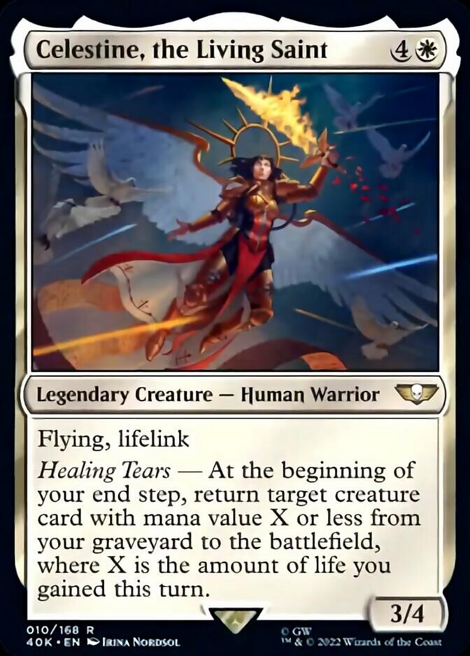 Celestine, the Living Saint (Surge Foil) [Universes Beyond: Warhammer 40,000] | Card Citadel