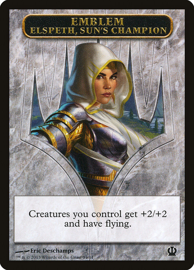 Elspeth, Sun's Champion Emblem [Theros Tokens] | Card Citadel
