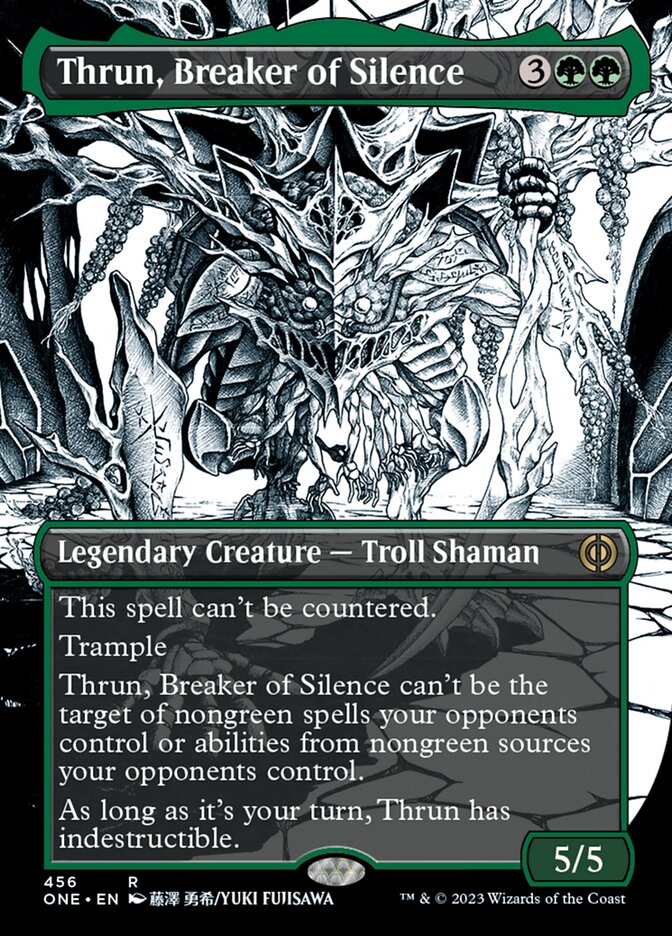 Thrun, Breaker of Silence (Borderless Manga Step-and-Compleat Foil) [Phyrexia: All Will Be One] | Card Citadel