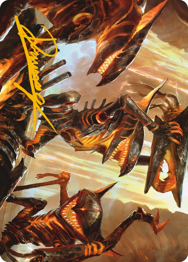 Gleeful Demolition Art Card (Gold-Stamped Signature) [Phyrexia: All Will Be One Art Series] | Card Citadel