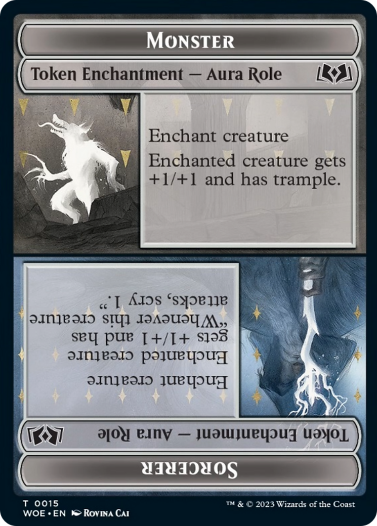 Monster Role // Sorcerer Role Token [Wilds of Eldraine Tokens] | Card Citadel