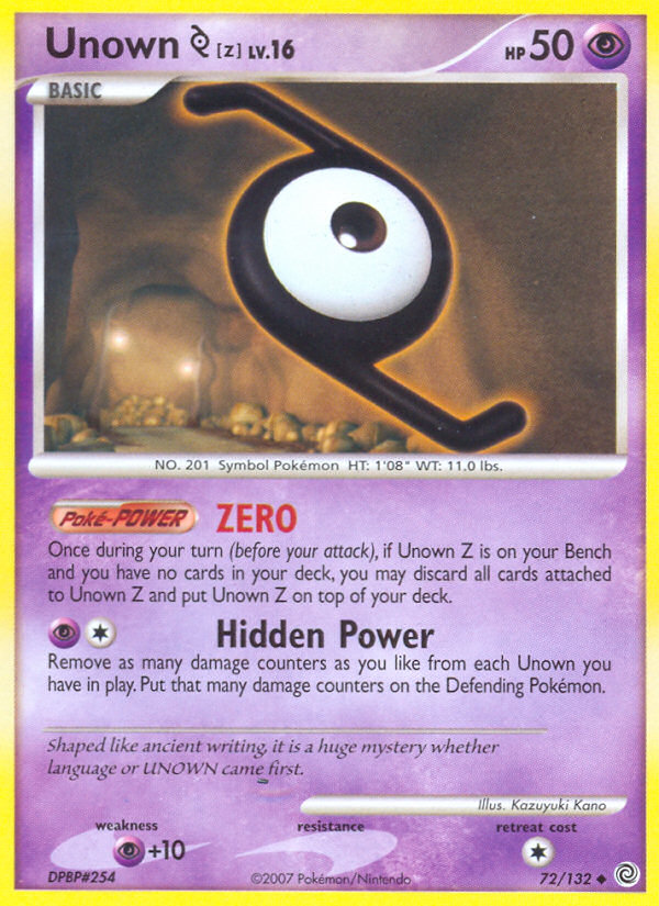 Unown Z (72/132) [Diamond & Pearl: Secret Wonders] | Card Citadel