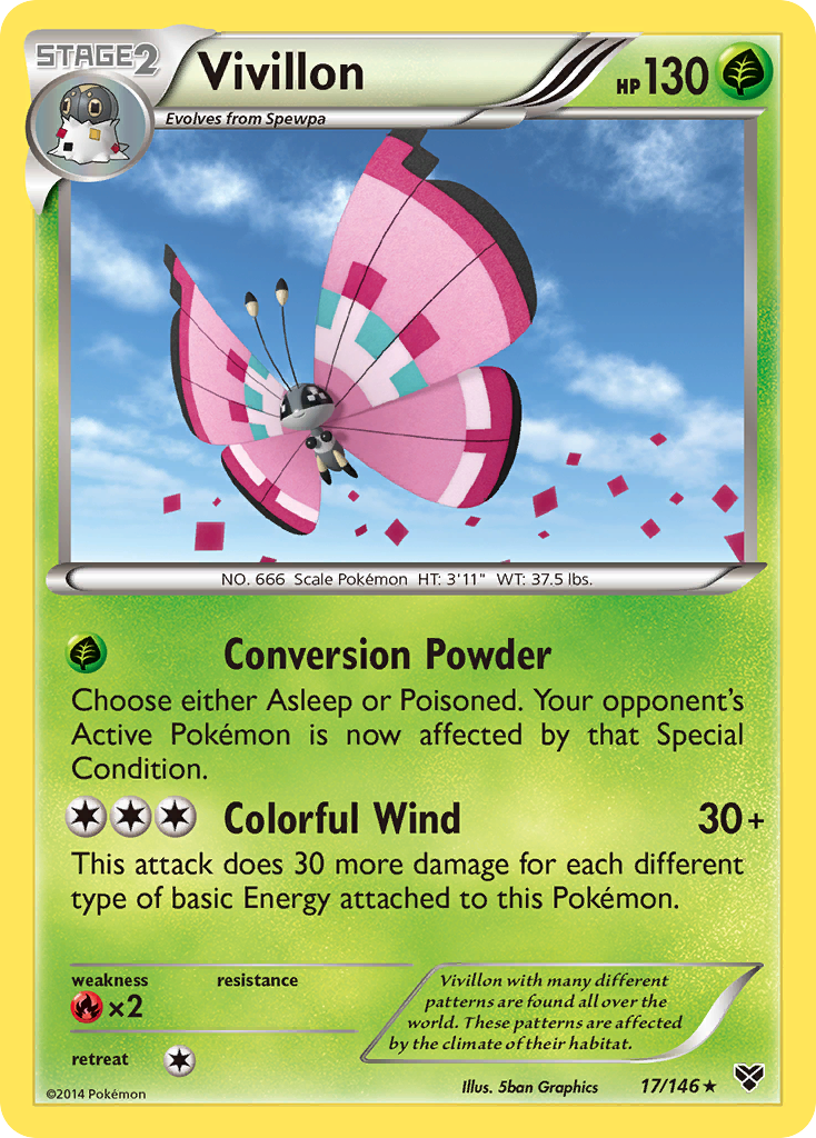 Vivillon (17/146) (Meadow Form/Pink Wings) [XY: Base Set] | Card Citadel