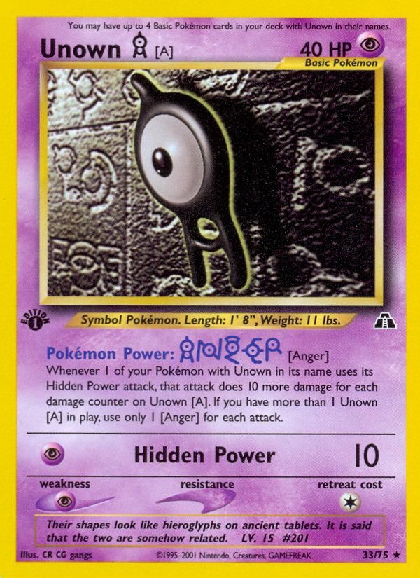 Unown [A] (33/75) [Neo Discovery 1st Edition] | Card Citadel