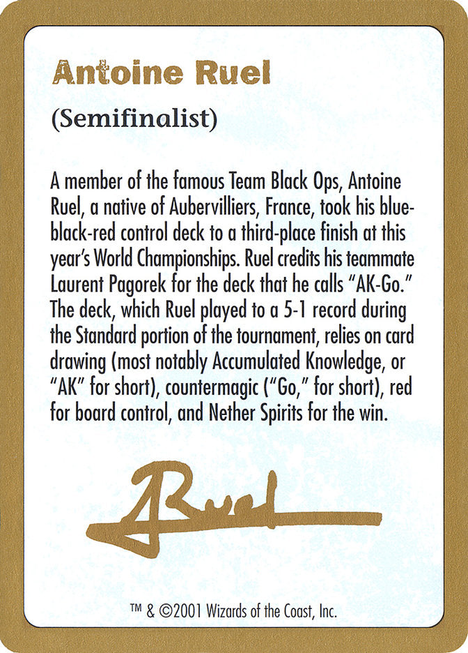 Antoine Ruel Bio [World Championship Decks 2001] | Card Citadel