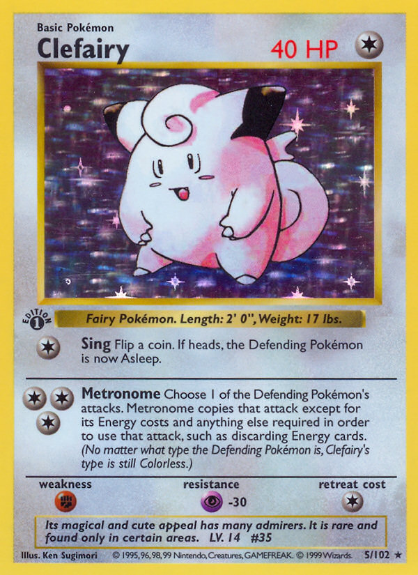 Clefairy (5/102) (Shadowless) [Base Set 1st Edition] | Card Citadel