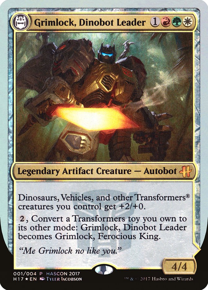 Grimlock, Dinobot Leader // Grimlock, Ferocious King [HasCon 2017] | Card Citadel