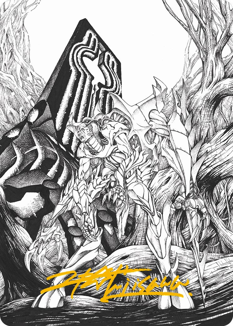 Lukka, Bound to Ruin Art Card (Gold-Stamped Signature) [Phyrexia: All Will Be One Art Series] | Card Citadel