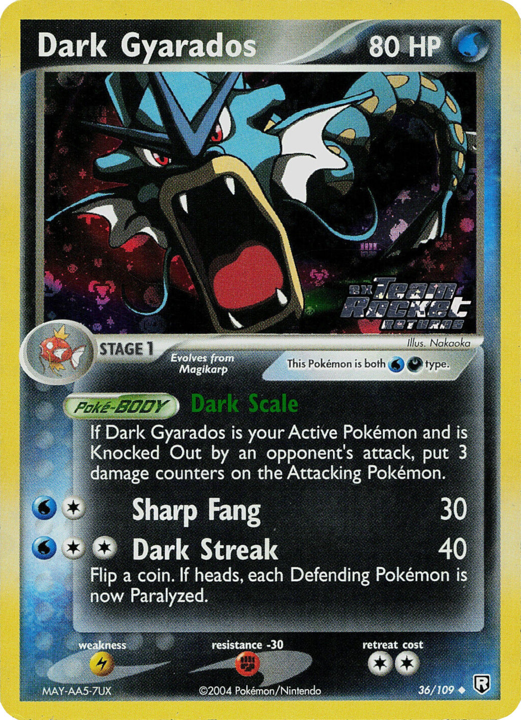 Dark Gyarados (36/109) (Stamped) [EX: Team Rocket Returns] | Card Citadel