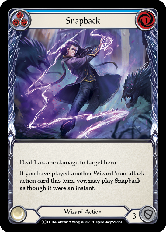 Snapback (Blue) (Rainbow Foil) [CRU176-RF] Unlimited Rainbow Foil | Card Citadel