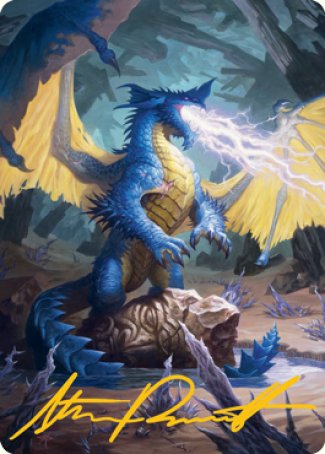 Blue Dragon Art Card (Gold-Stamped Signature) [Dungeons & Dragons: Adventures in the Forgotten Realms Art Series] | Card Citadel