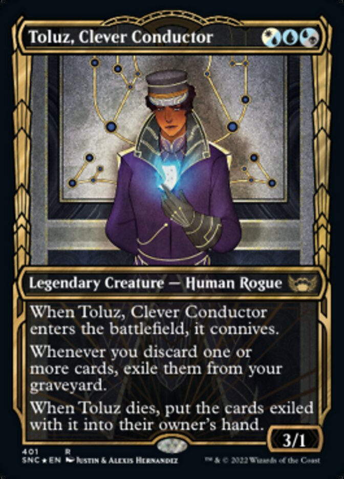Toluz, Clever Conductor (Showcase Golden Age Gilded Foil) [Streets of New Capenna] | Card Citadel