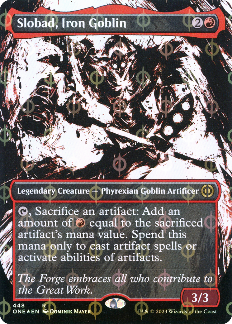 Slobad, Iron Goblin (Borderless Ichor Step-and-Compleat Foil) [Phyrexia: All Will Be One] | Card Citadel