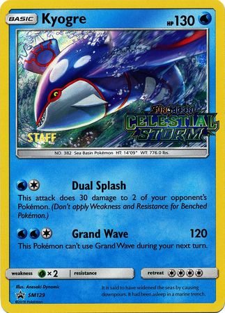 Kyogre (SM129) (Staff Prerelease Promo) [Sun & Moon: Black Star Promos] | Card Citadel