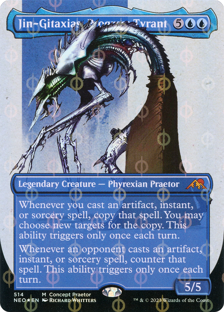 Jin-Gitaxias, Progress Tyrant (Borderless Concept Praetors Step-and-Compleat Foil) [Phyrexia: All Will Be One] | Card Citadel