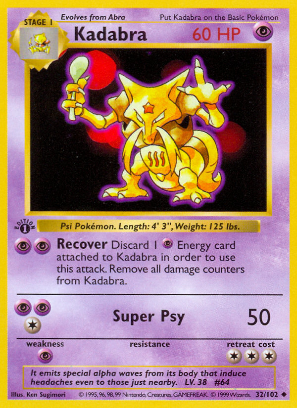 Kadabra (32/102) (Shadowless) [Base Set 1st Edition] | Card Citadel