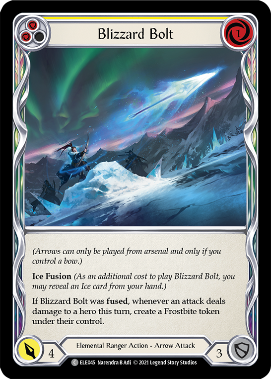 Blizzard Bolt (Yellow) [ELE045] (Tales of Aria)  1st Edition Rainbow Foil | Card Citadel
