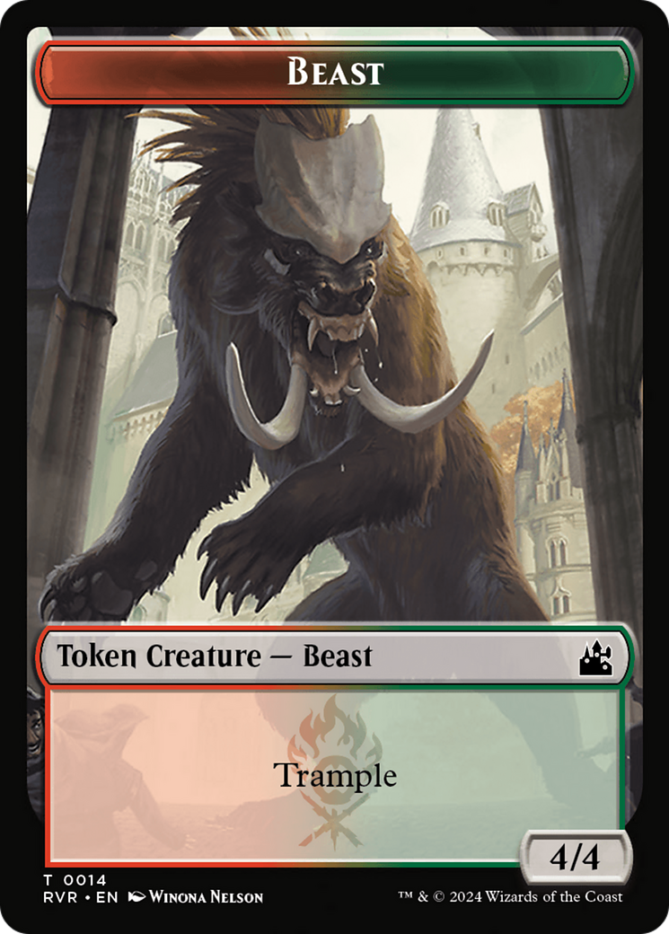 Goblin (0008) // Beast Double-Sided Token [Ravnica Remastered Tokens] | Card Citadel