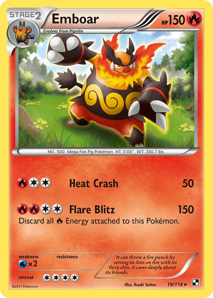 Emboar (19/114) (Cracked Ice Holo) (Theme Deck Exclusive) [Black & White: Base Set] | Card Citadel