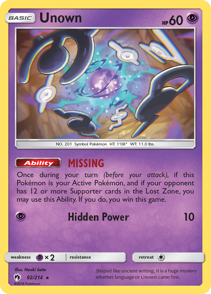 Unown (92/214) [Sun & Moon: Lost Thunder] | Card Citadel