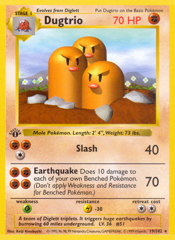 Dugtrio (19/102) (Shadowless) [Base Set 1st Edition] | Card Citadel