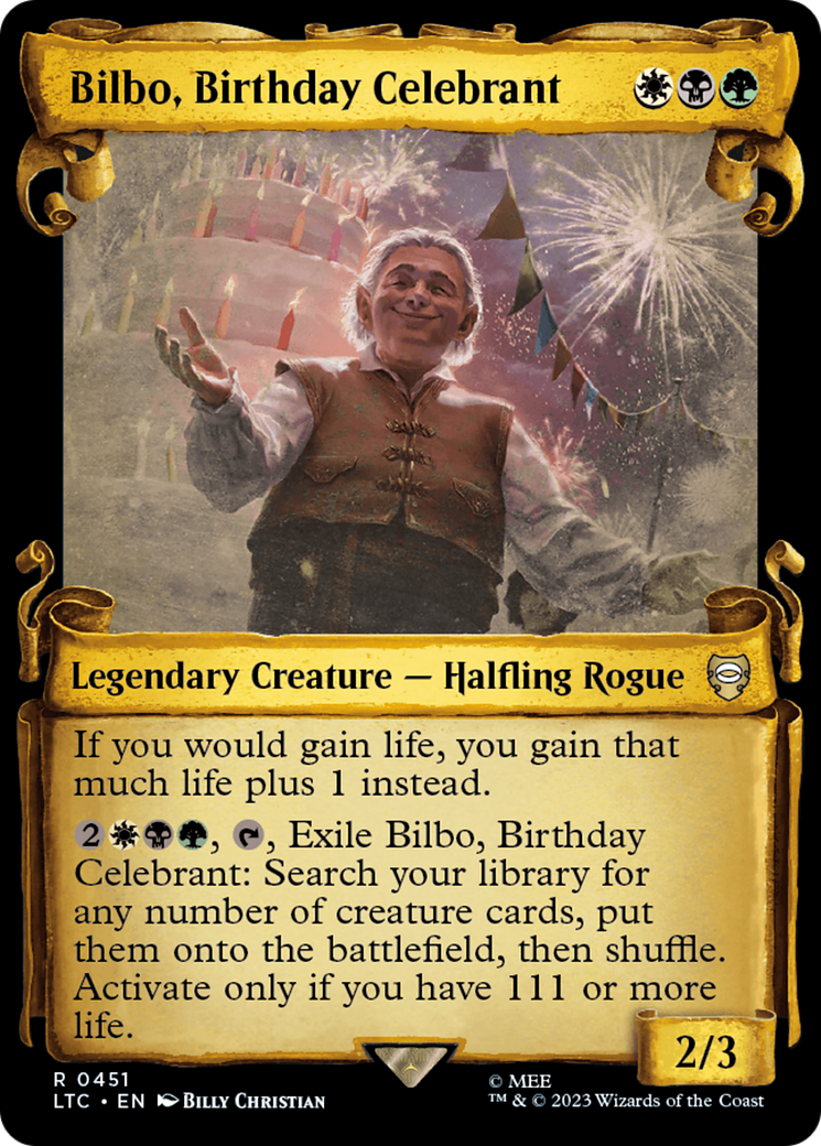 Bilbo, Birthday Celebrant [The Lord of the Rings: Tales of Middle-Earth Commander Showcase Scrolls] | Card Citadel