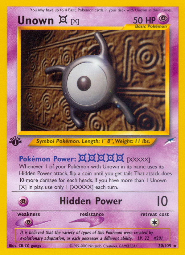Unown [X] (30/105) [Neo Destiny 1st Edition] | Card Citadel