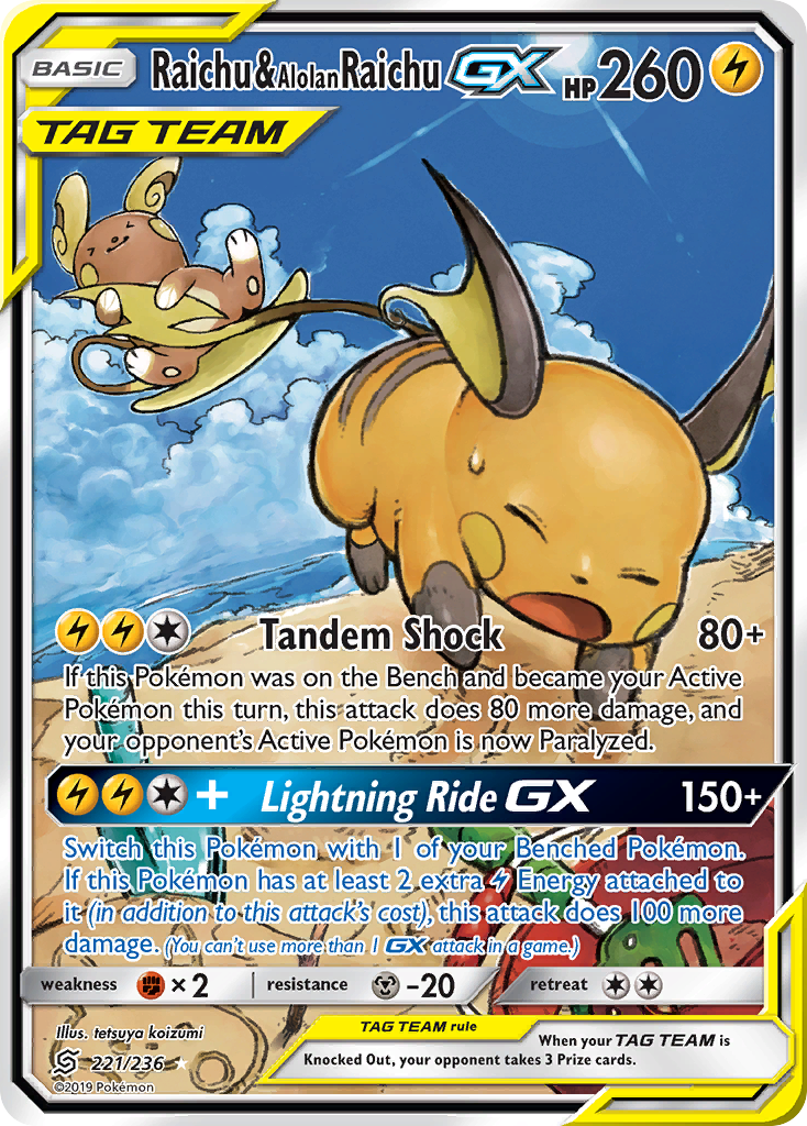 Raichu & Alolan Raichu GX (221/236) [Sun & Moon: Unified Minds] | Card Citadel