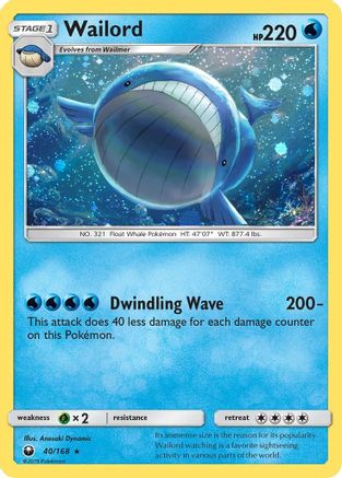 Wailord (40/168) (Cosmos Holo) [Sun & Moon: Celestial Storm] | Card Citadel