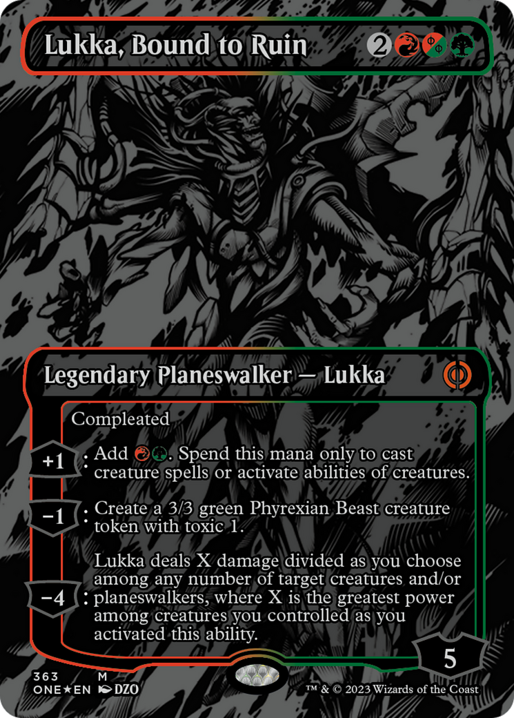 Lukka, Bound to Ruin (Oil Slick Raised Foil) [Phyrexia: All Will Be One] | Card Citadel