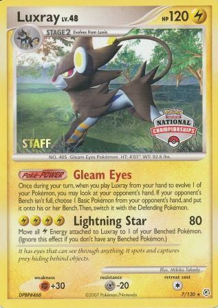 Luxray (7/130) (National Championships) (Staff) [Diamond & Pearl: Base Set] | Card Citadel