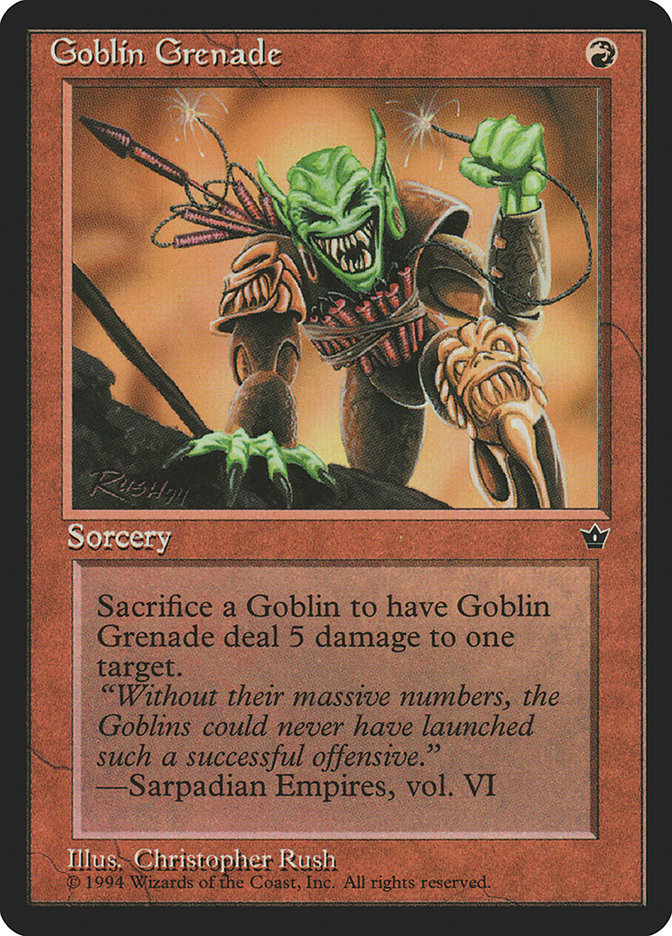 Goblin Grenade (Christopher Rush) [Fallen Empires] | Card Citadel