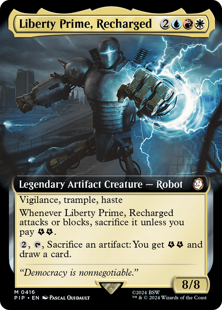 Liberty Prime, Recharged (Extended Art) [Fallout] | Card Citadel