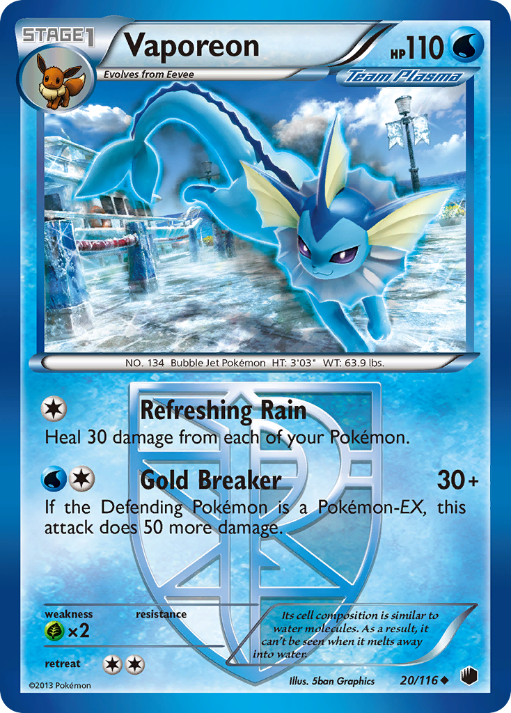 Vaporeon (20/116) [Black & White: Plasma Freeze] | Card Citadel