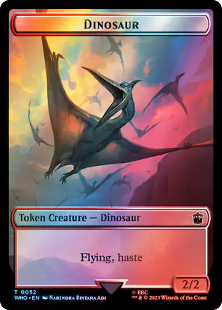 Warrior // Dinosaur Double-Sided Token (Surge Foil) [Doctor Who Tokens] | Card Citadel