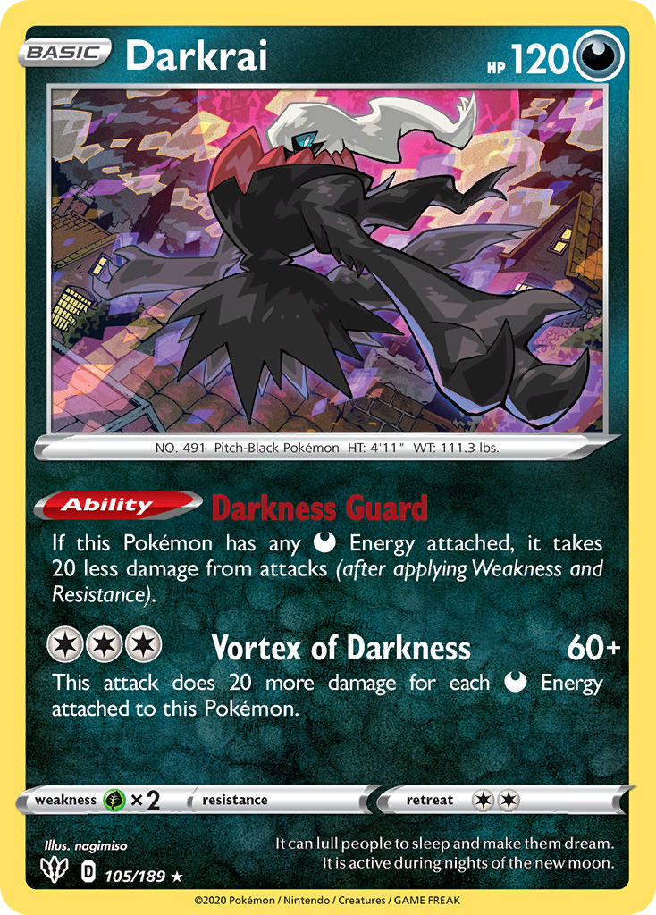 Darkrai (105/189) (Theme Deck Exclusive) [Sword & Shield: Darkness Ablaze] | Card Citadel