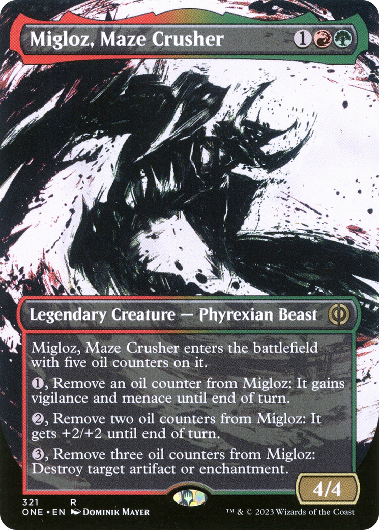 Migloz, Maze Crusher (Borderless Ichor) [Phyrexia: All Will Be One] | Card Citadel