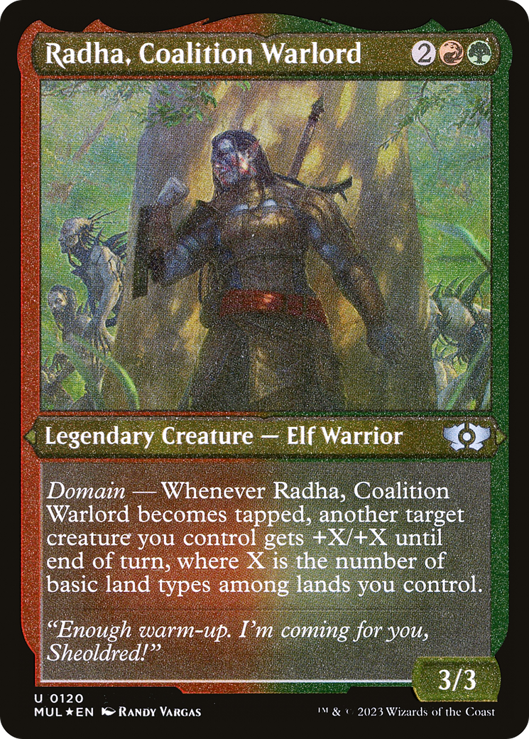 Radha, Coalition Warlord (Foil Etched) [Multiverse Legends] | Card Citadel