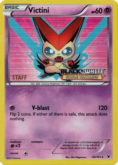 Victini (43/101) (Staff Prerelease Promo) [Black & White: Black Star Promos] | Card Citadel