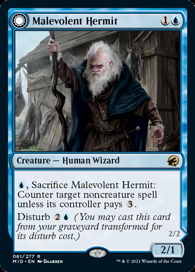 Malevolent Hermit // Benevolent Geist [Innistrad: Midnight Hunt] | Card Citadel