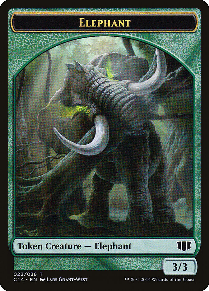 Elephant // Elf Warrior Double-sided Token [Commander 2014 Tokens] | Card Citadel