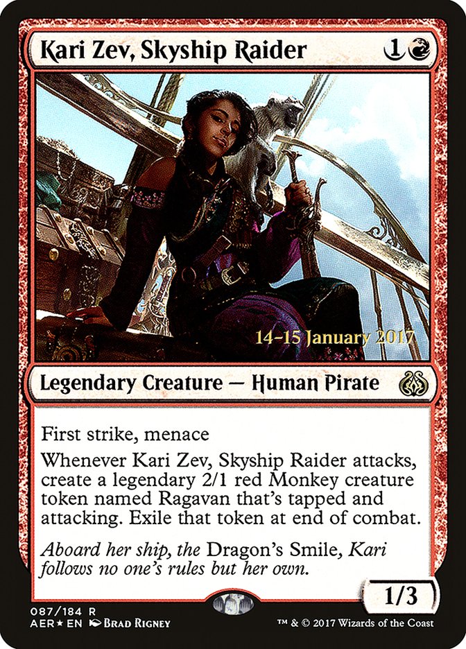 Kari Zev, Skyship Raider (Prerelease Promo) [Aether Revolt Prerelease Promos] | Card Citadel