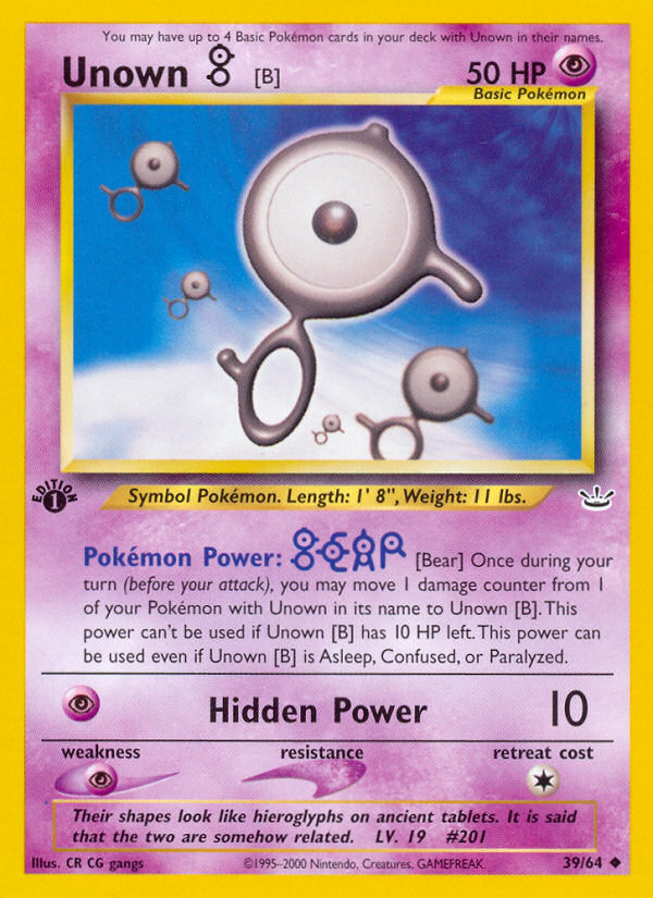 Unown [B] (39/64) [Neo Revelation 1st Edition] | Card Citadel