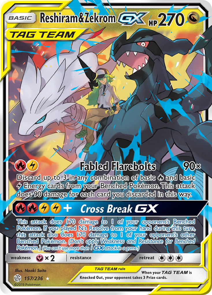 Reshiram & Zekrom GX (157/236) [Sun & Moon: Cosmic Eclipse] | Card Citadel