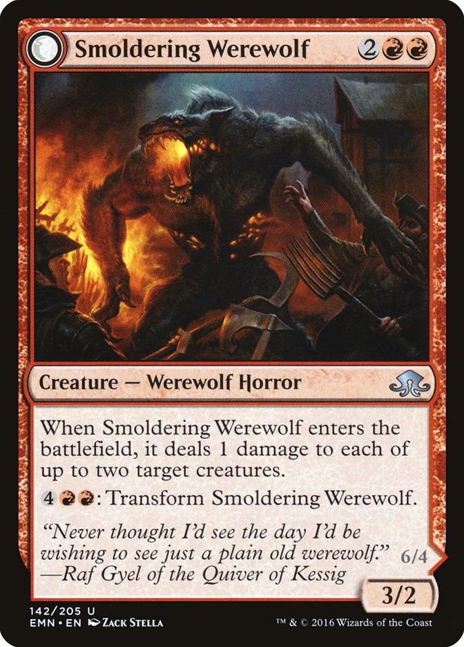 Smoldering Werewolf // Erupting Dreadwolf [Eldritch Moon] | Card Citadel