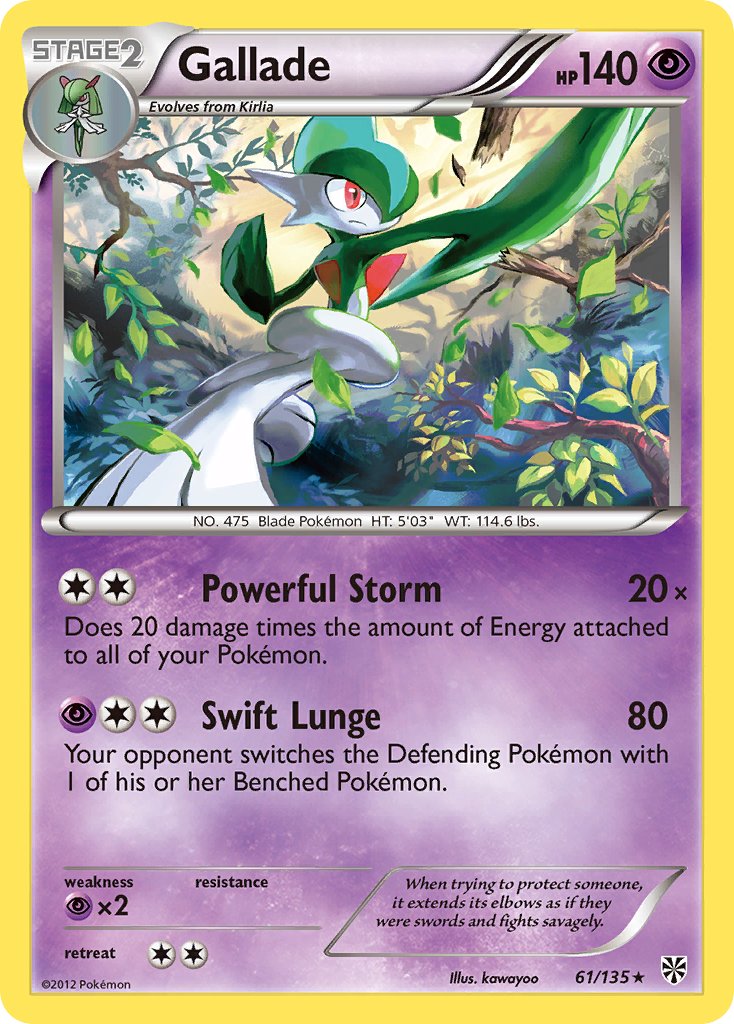 Gallade (61/135) (Cosmos Holo) (Blister Exclusive) [Black & White: Plasma Storm] | Card Citadel