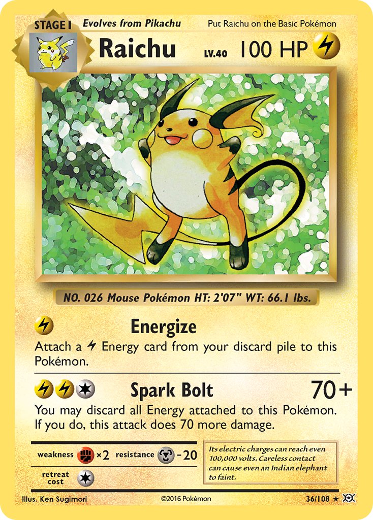 Raichu (36/108) (Theme Deck Exclusive) [XY: Evolutions] | Card Citadel