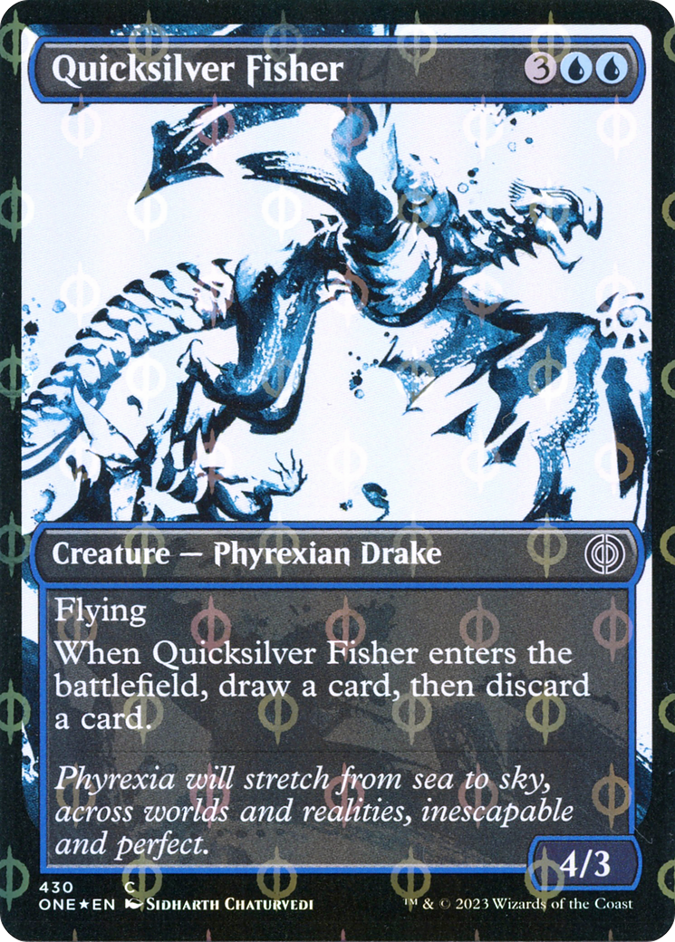 Quicksilver Fisher (Showcase Ichor Step-and-Compleat Foil) [Phyrexia: All Will Be One] | Card Citadel